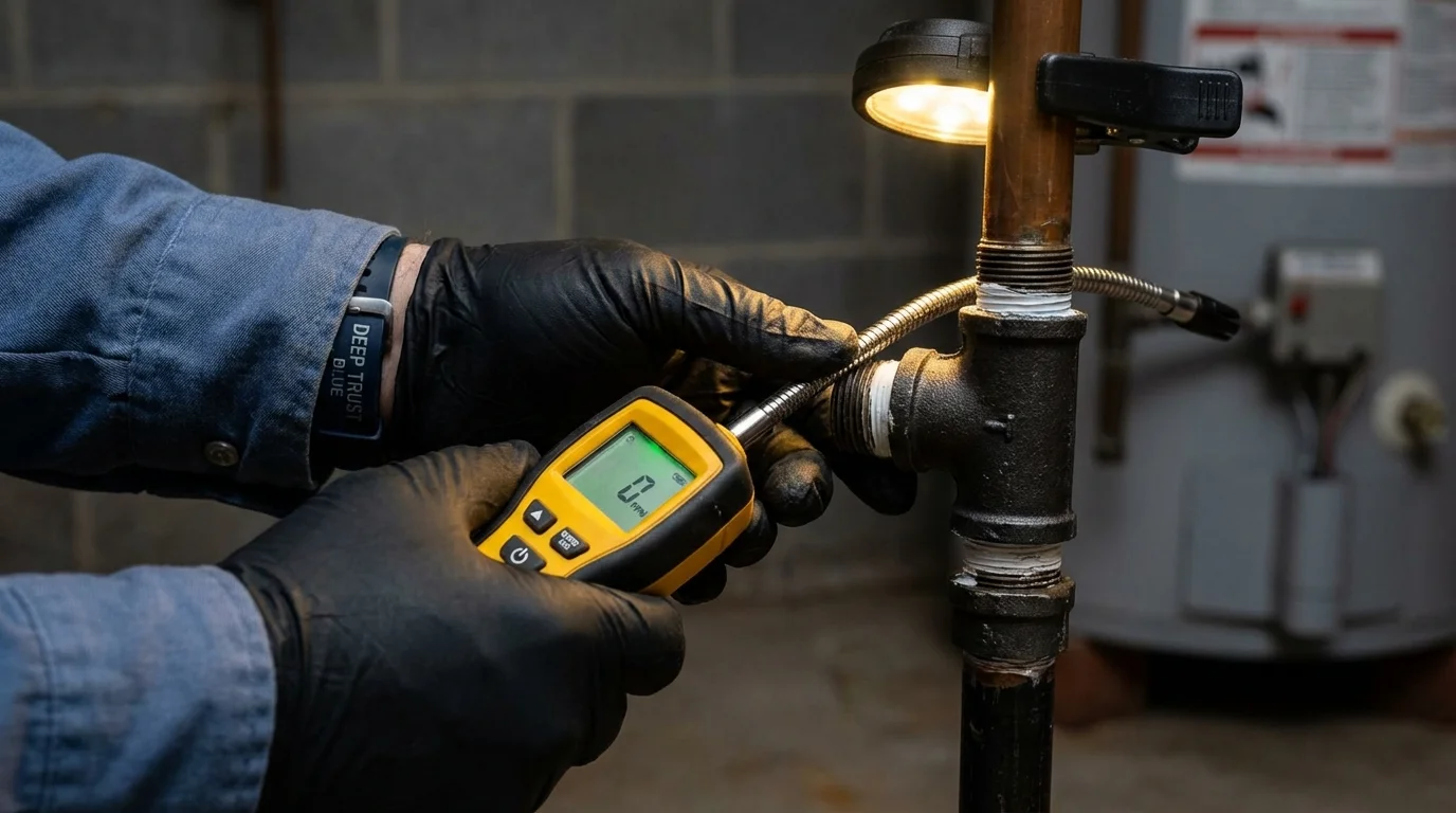 Gas leak detection with electronic sniffer by Johns Plumbing LLC in Pecos