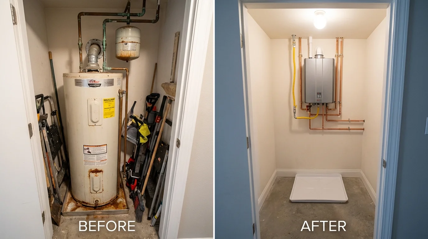 Tank water heater versus wall-mounted tankless unit comparison for Pecos, TX homeowners